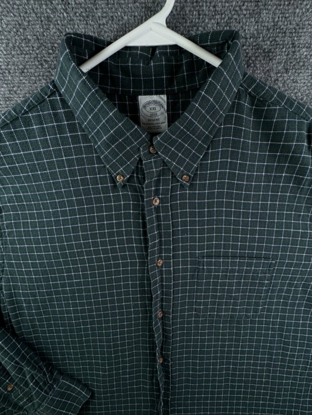 Brooks Brothers Cotton Button Up Long Sleeve Green Check Flannel 2XL Regent